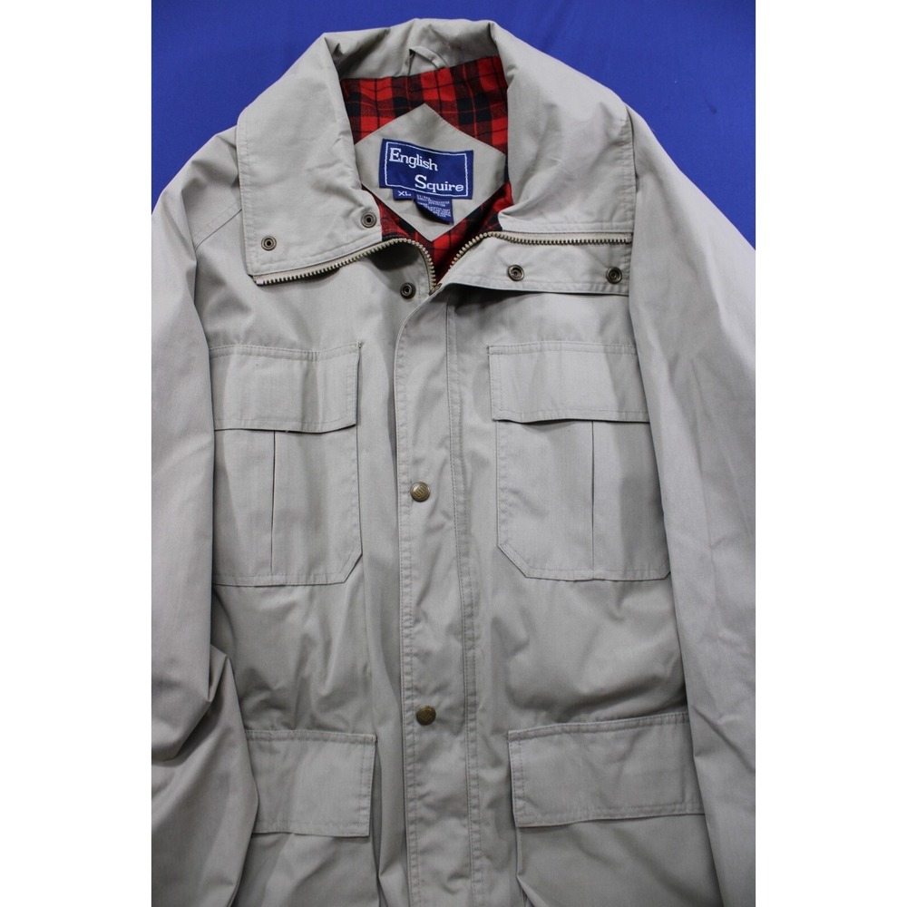 Vintage English Square Polyester Trench Coat Beige Size XL